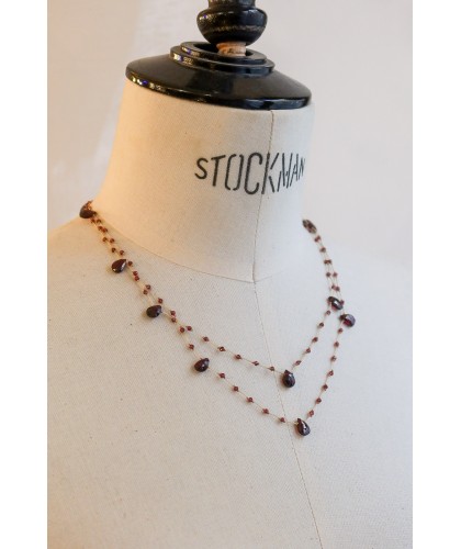 Sautoir "gouttes" en grenat
