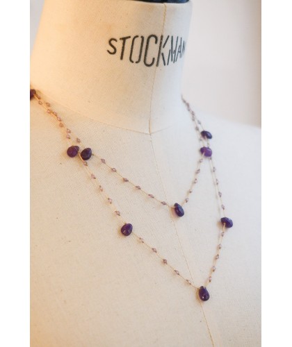 Sautoir "gouttes" en améthyste